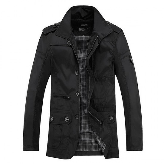 Fashion Men's British Style Mid-long Windbreaker Autumn Winter Leisure Thin Trench Coat Fashion Men's British Style Mid-long Windbreaker Autumn Winter Leisure Thin Trench Coat