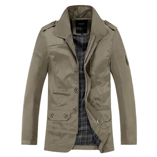 Fashion Men's British Style Mid-long Windbreaker Autumn Winter Leisure Thin Trench Coat Fashion Men's British Style Mid-long Windbreaker Autumn Winter Leisure Thin Trench Coat