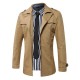 Mens Casual Cotton Solid Color Business Jackets Trench Coats