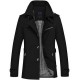 Mens Casual Single-breasted Trench Coat Turn-down Collar Slim Fit Cotton Overcoat