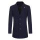 Mens Cotton Solid Color Mid Long Slim Fit Business Casual Trench Coat