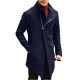 Men's Fashion Polyester Bias Zipper Solid Color Fit Mid Long Casual Trench Coat