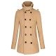 Mens Slim Double Breasted Mid Long Stand Collar Woolen Trench Coat