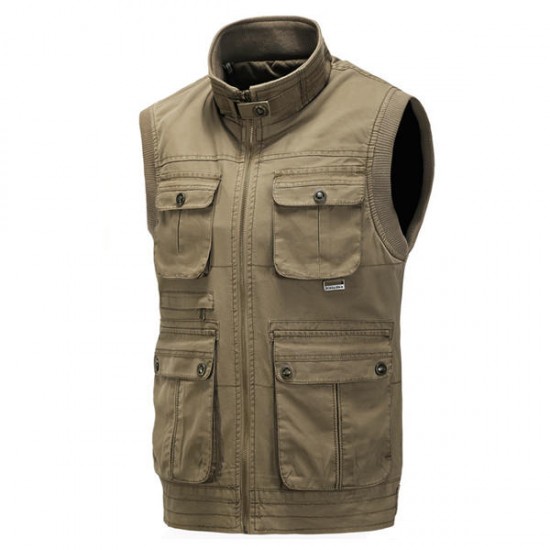 Autumn Winter Warm Cotton Outdooors Vest Casual Multi Pocket Outdooors Fishing Waistcoat