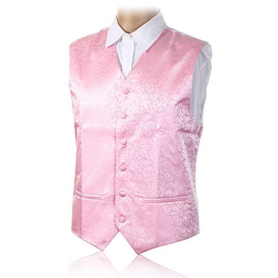 British Style Cashew Flower Printing Slim Fit Dress Waistcoat Tuxedo Vest