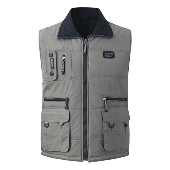 Casual Outdoor Multi Pockets Zipper Sleeveless Jackets Vest for Men