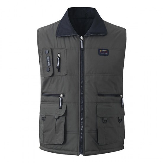 Casual Outdoor Multi Pockets Zipper Sleeveless Jackets Vest for Men