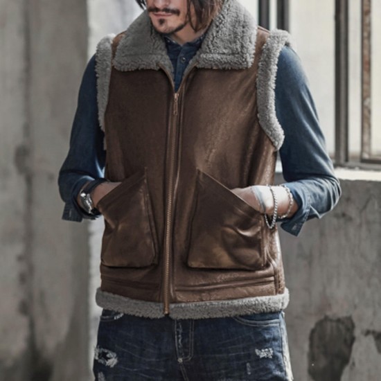 ChArmkpR Men Casual Double Wear Coat Vest Thick Warm Vest Waistcoat