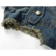 Denim Blue Slim Fit Plus Size Holes Ripped Stone Washed Chest Pockets Vest for Men