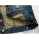 Denim Blue Slim Fit Plus Size Holes Ripped Stone Washed Chest Pockets Vest for Men