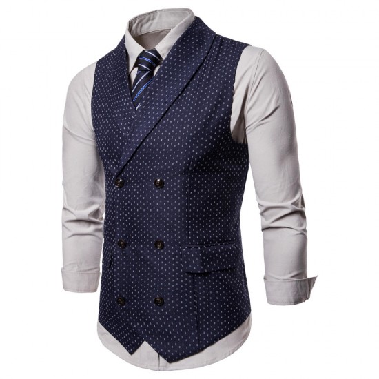 Fashion Business Dots Printing Waistcoat Suit Vest for Men