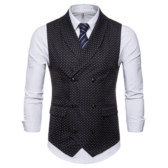 Fashion Business Dots Printing Waistcoat Suit Vest for Men