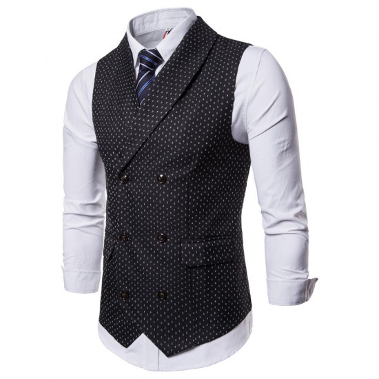 Fashion Business Dots Printing Waistcoat Suit Vest for Men