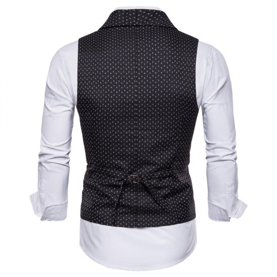 Fashion Business Dots Printing Waistcoat Suit Vest for Men