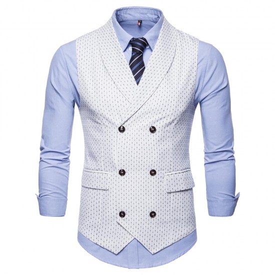 Fashion Business Dots Printing Waistcoat Suit Vest for Men