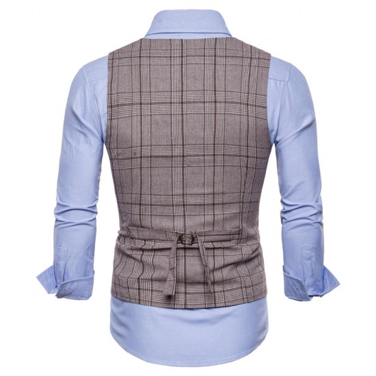 Fashion Business Plaid Waistcoat Suit Vest for Men