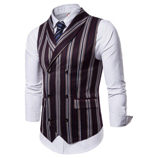 Fashion Business Stripe Printing Waistcoat Suit Vest for Men