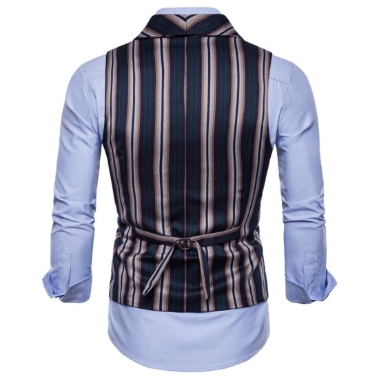 Fashion Business Stripe Printing Waistcoat Suit Vest for Men