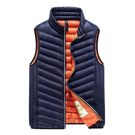 Fashion Casual Sport Stand Collar Winter Thick Warm Slim Fit Insulated Vest for Men