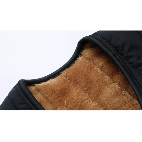 Mens Fleece Liner Thick Warm Fall Winter Vest Sleeveless Coat