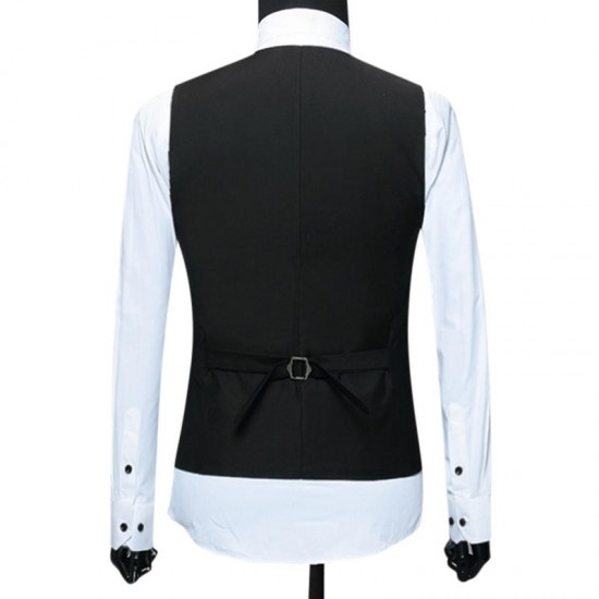 Mens Formal Business Waistcoat Slim Fit Single Breasted Solid Color Suit Vest