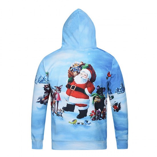 3D Christmas Santa Cartoon Animals Printing Hoodie Mens Fashion Casual Pullover Hoodies