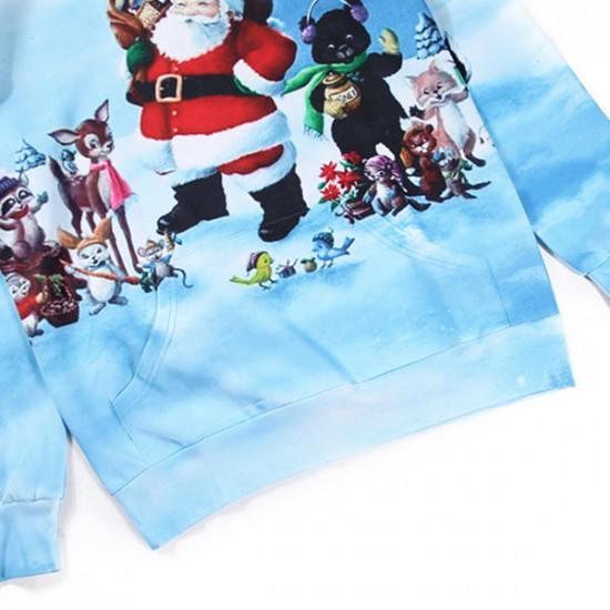 3D Christmas Santa Cartoon Animals Printing Hoodie Mens Fashion Casual Pullover Hoodies
