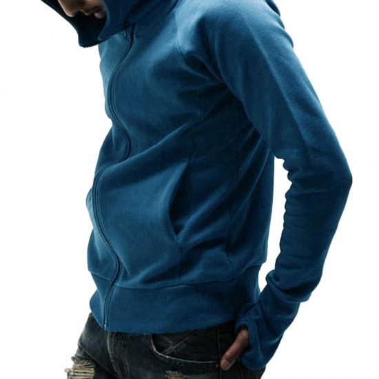 Autumn Fashion Cotton Loose Zipper Casual Thick Hooded Sweatshirt for Men