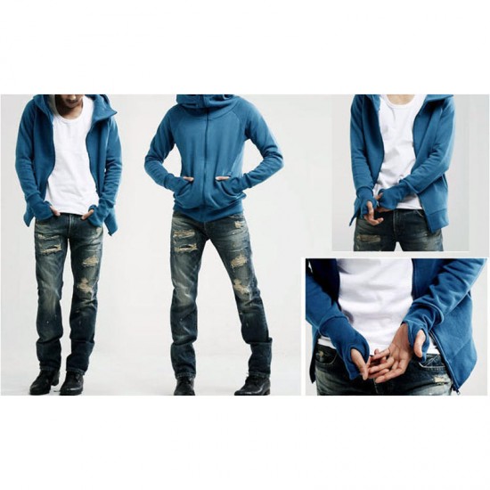 Autumn Fashion Cotton Loose Zipper Casual Thick Hooded Sweatshirt for Men