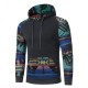 Autumn Folk Style Stylish Stitching Printed Raglan Hoodies Men's Casual Sports hooded Sweater