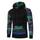 Autumn Folk Style Stylish Stitching Printed Raglan Hoodies Men's Casual Sports hooded Sweater