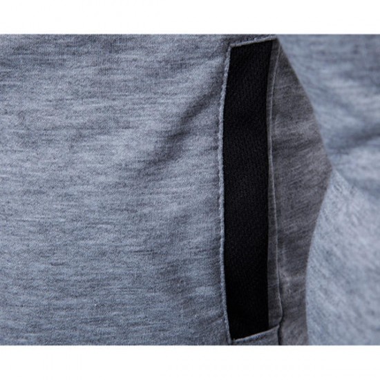 Autumn Winter European Mens Fashion Zipper Design Stitching Hoodies Sweatshirts