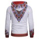 Ethnic Style Men Casual Drawstring Printed Hooded Tops Slim Cotton National Hoodies Sweatshirts