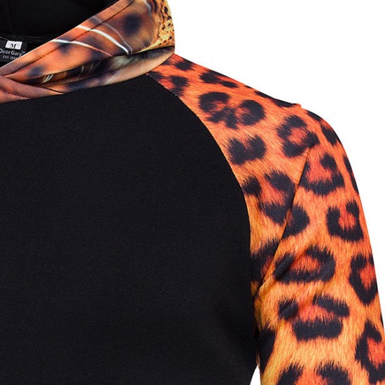 Hem head Side 3D Printing Sweater Fashion Casual Leopard Hoodies