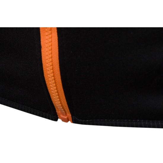 Men's Fashion Zipper Fly Color Block Drawstring Hooded Long Sleeve Casual Sweatshirt