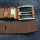 108CM Business Alloy Buckle Leather Belt Plain Adjustable Waistband for Men
