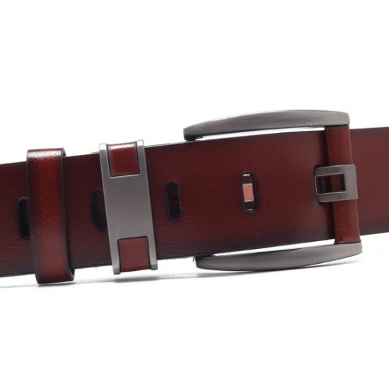 108CM Business Alloy Buckle Leather Belt Plain Adjustable Waistband for Men