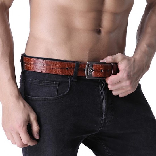 108CM Mens Retro Cowboy Belt Leisure Wild Hollow Rivet Punk Leather Pin Belt Waistband Strips