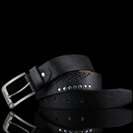 108CM Mens Retro Cowboy Belt Leisure Wild Hollow Rivet Punk Leather Pin Belt Waistband Strips