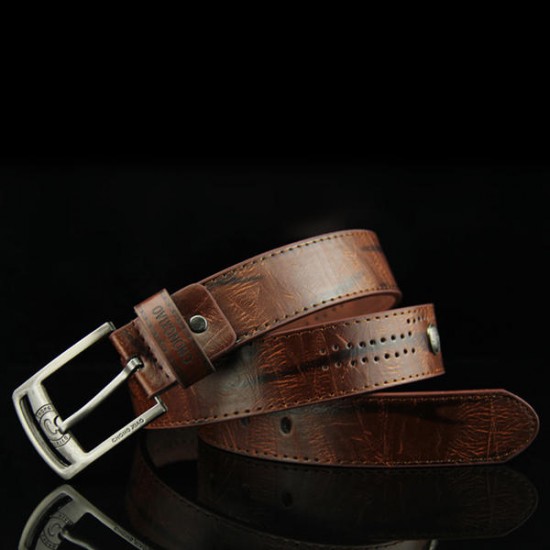 110CM Mens PU Leather Cowboy Belt Leisure Wild Porous Rivet Punk Pin Belt Waistband Strips