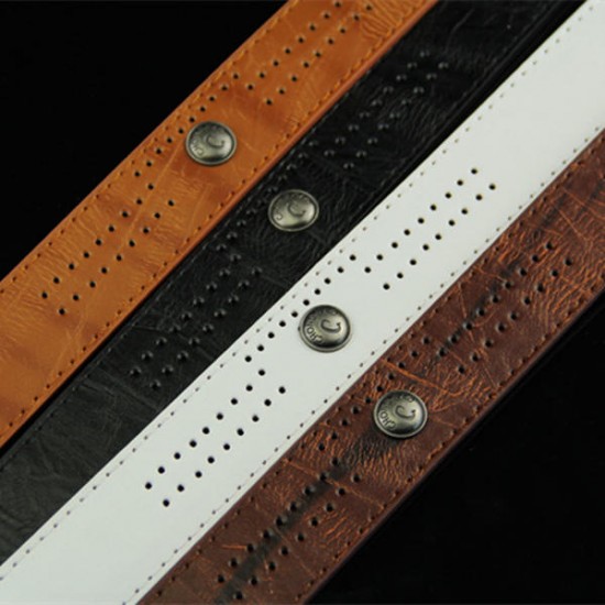 110CM Mens PU Leather Cowboy Belt Leisure Wild Porous Rivet Punk Pin Belt Waistband Strips