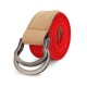 115CM Men Double Ring Loop Canvas Belt  Alloy Leather Buckle Pants Strip