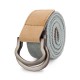 115CM Men Double Ring Loop Canvas Belt  Alloy Leather Buckle Pants Strip