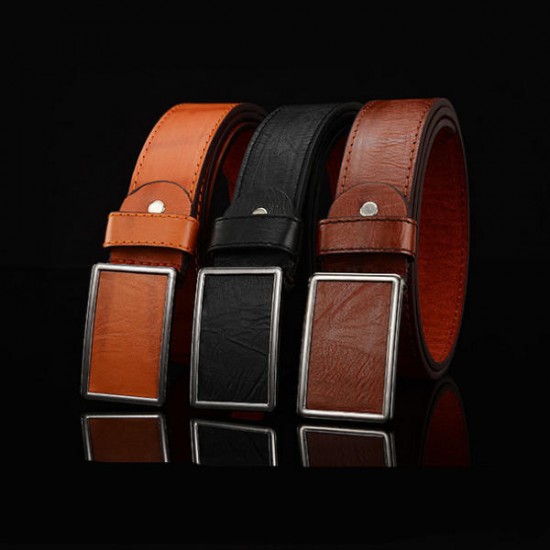 115cm Mens Business Casual Alloy Tablet Slide Buckle Waistband Strap Vogue Leather Belt