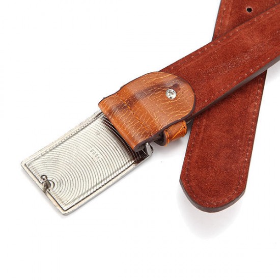 115cm Mens Business Casual Alloy Tablet Slide Buckle Waistband Strap Vogue Leather Belt