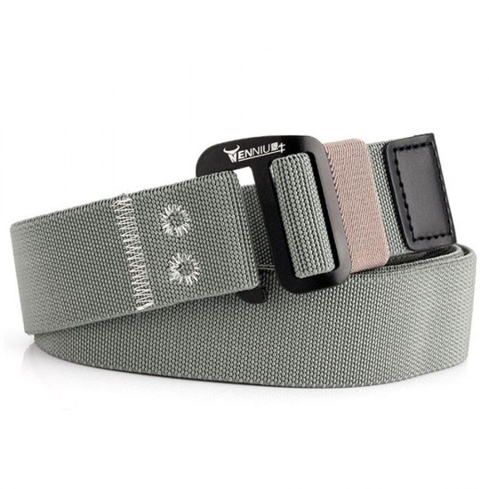 120 Men Aluminum 9 Word Buckle Nylon Elastic Belt Outdoor Woven Canvas Belt