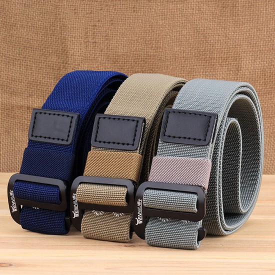 120 Men Aluminum 9 Word Buckle Nylon Elastic Belt Outdoor Woven Canvas Belt