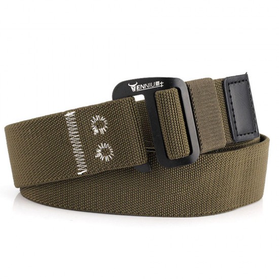 120 Men Aluminum 9 Word Buckle Nylon Elastic Belt Outdoor Woven Canvas Belt