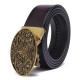 120CM 125CM Business Casual Printed Two-Layer Leather Embossed Waist Belt with Alloy Automatic Buckl