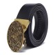 120CM 125CM Business Casual Printed Two-Layer Leather Embossed Waist Belt with Alloy Automatic Buckl